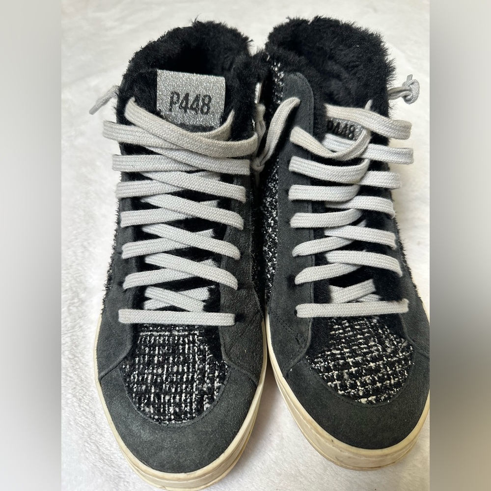 P448 Black and White Textured High-Tops